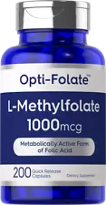 L Methylfolate 1000mcg | 200 Capsules | Value Size | by Opti-Folate