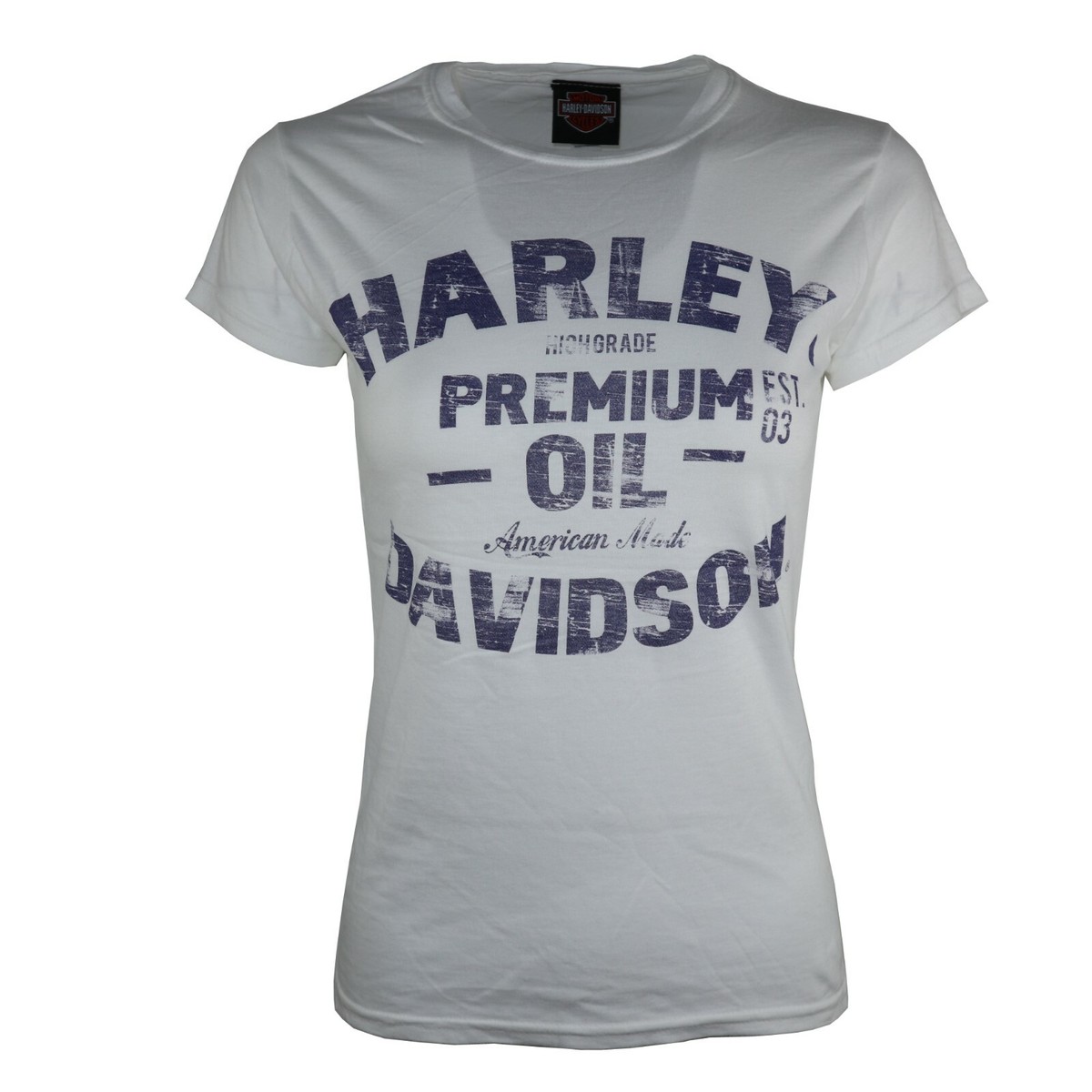 Ladies Harley Davidson OIL Cotton Motor Cycle Plain Body Fit Top T