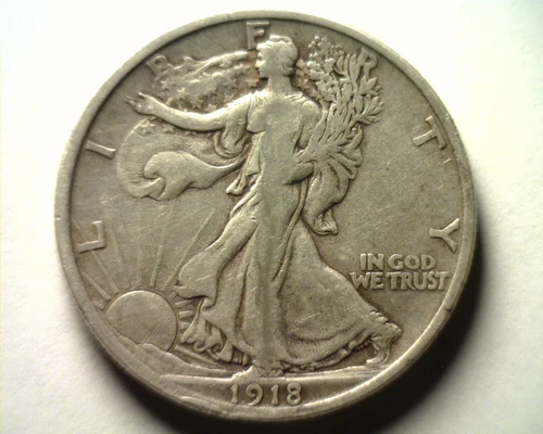1918 WALKING LIBERTY HALF VERY FINE VF NICE ORIGINAL COIN BOBS COINS FAST SHIP