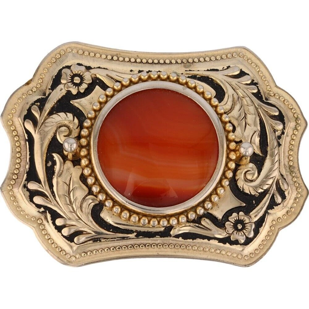 Agate Gemstone Southwest Hippie Boho Western Cowgirl 1980s Vintage Belt Buckle