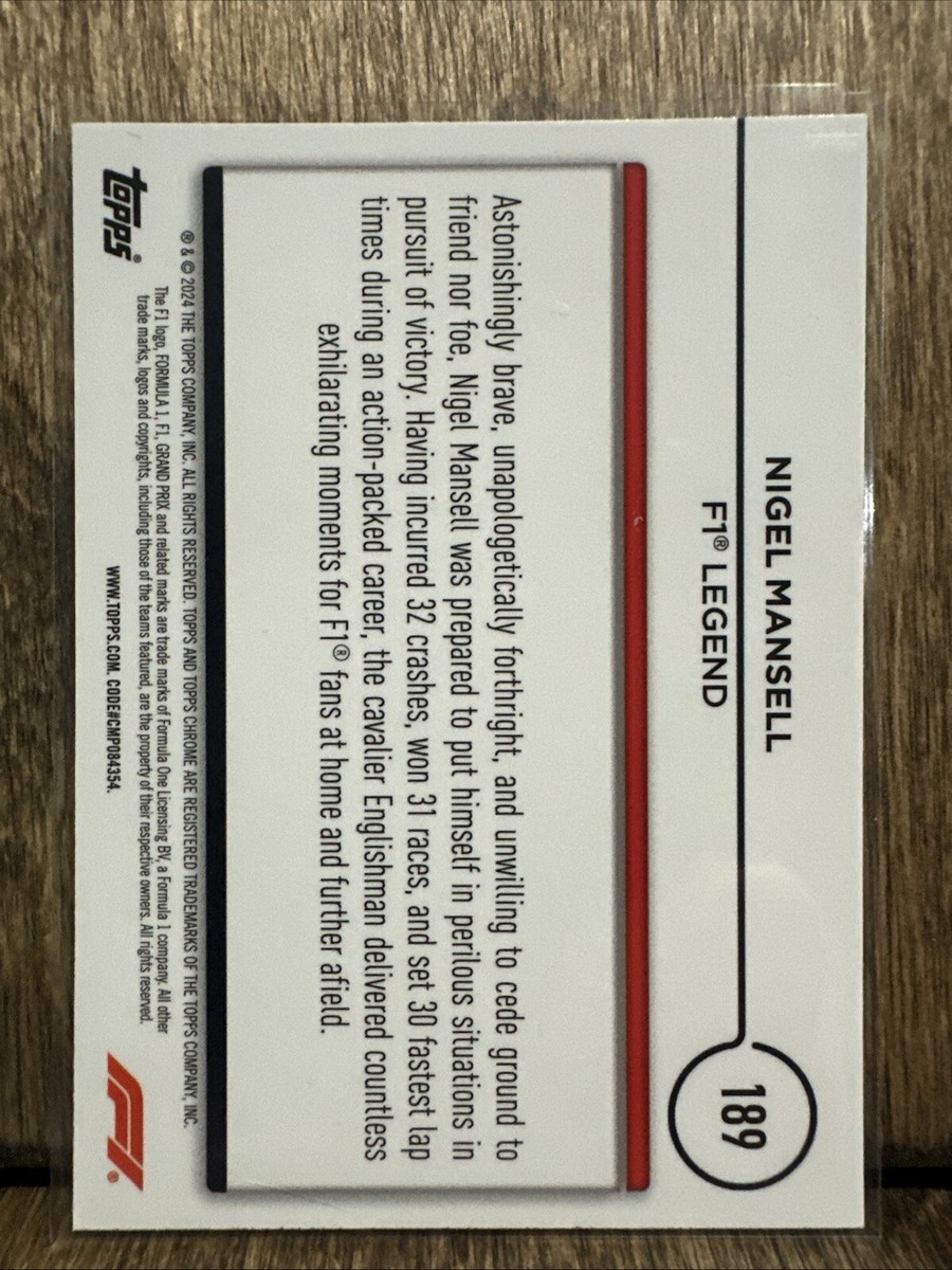 2024 Topps Chrome Formula 1 Nigel Mansell #189 F1 Legends | eBay