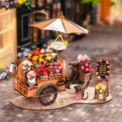 ROKR Blossom Cart Assemble Model 3D wooden Puzzle GiftsToys Teens Adult