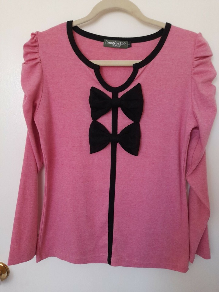 Imagination Womens Pink Top Long sleeve T-shirt Tee Blouse Cotton blend Size L