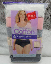 Hanes Womens BRIEFS Size 6 M 8 XL Underwear Breathable COTTON Tagless Pack Of 6