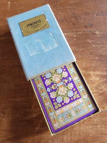 Kongress Blumendesign Vintage 1946 Spielkarten - blaues Etui - Bild 4 von 4