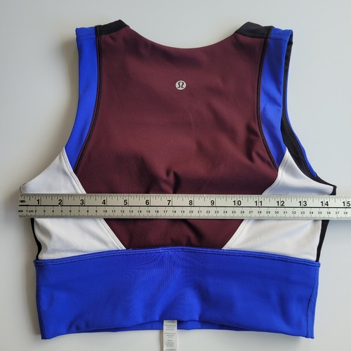 Lululemon Kick Serve Sweat Bra Black Blazer Blue White Sz 8 Pads Sports - Picture 4 of 9