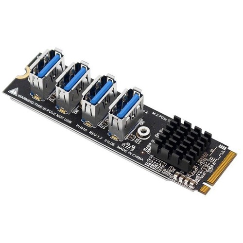 4 Ports USB 3.0 PCI-E Riser Card M.2 M to PCIE Extender Riser Expansion Card g - Afbeelding 2 van 9