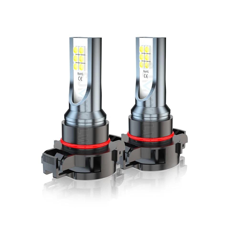 2 x White 5202 PSX24W 2504 LED DRL Light Bulbs for 2017 2018 2019 Jeep Compass - Image 2 of 4