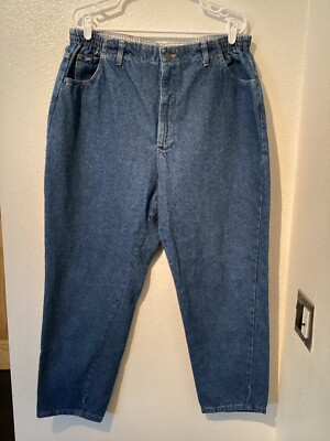 LEE women denim mom jeans size 18 petite blue comfort waist straight leg  Y2K