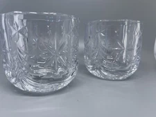 Crystal Votive Cut Candle Holder Christmas Set Of Two Cut Of Christmas Tree NWOB