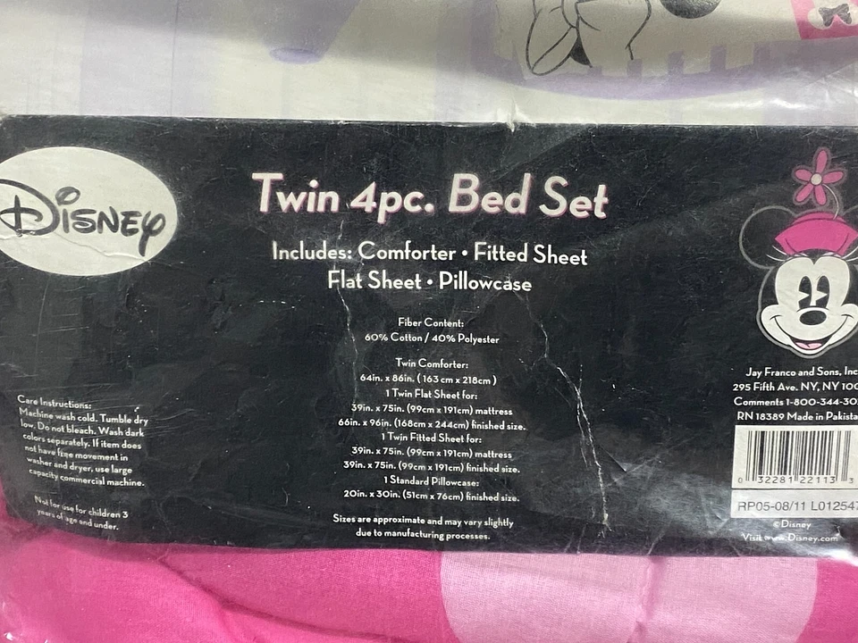!WOW! Juego de edredón y sábanas vintage MINNIE MOUSE rosa 4 piezas cama doble en una bolsa Foto 3 de 4