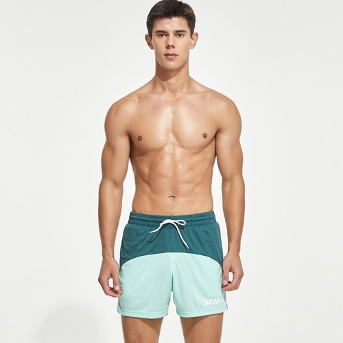 Color Blocking Fitness Shorts New in Fashion Men's Comfortable Sports Shorts - Picture 10 of 28