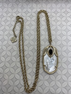 KENDRA SCOTT Roxanne Long Necklace Ivory mother of Pearl Black darby Rae