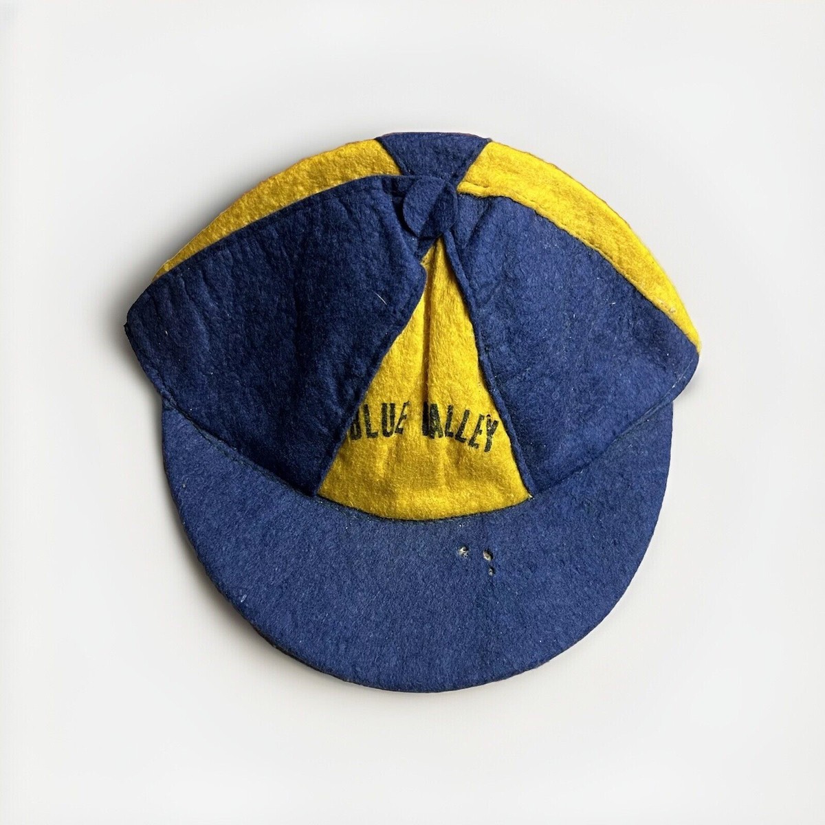 Vintage Blue Valley Felt Yellow Blue Hat Cap Damaged | eBay