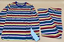Kickee Pants Girl Bamboo Bright London Stripe Long Sleeve Pajamas Size 8 New