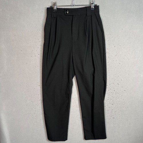 Mango High-Waisted Black Tailored Pants Size 1 Pleated Womens
