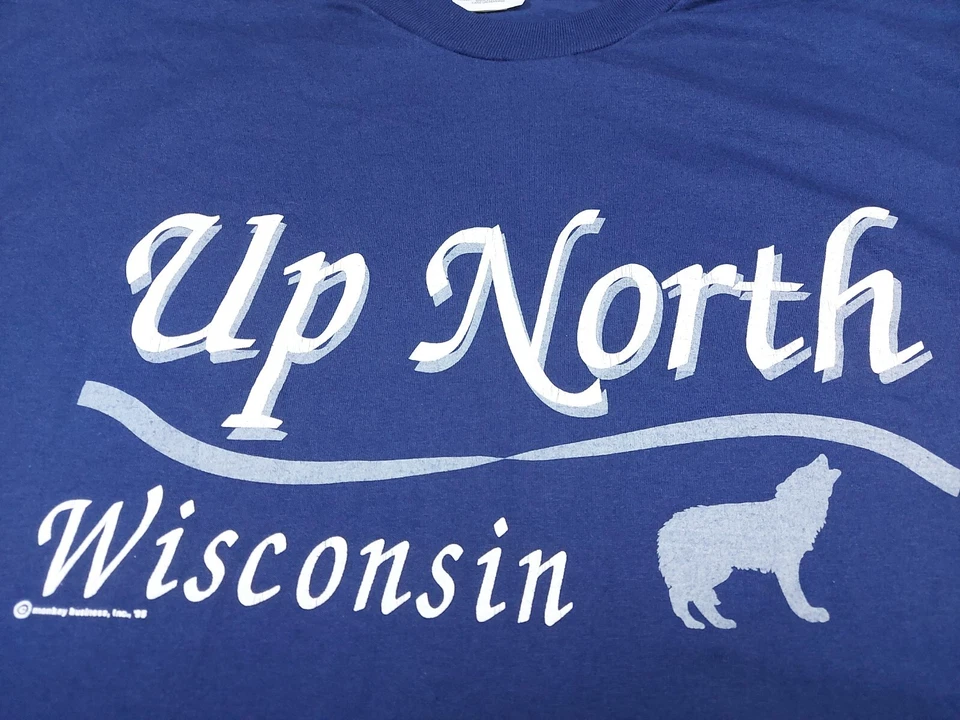 Винтажная лицензированная футболка 90-х Up North Wisconsin 1995 Monkey Business размер 2XL - Изображение 2 из 4