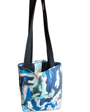 Reusable Abstract Multicolor Tote Bag with Black Handles, Pack of 1
