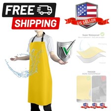 Waterproof Apron with Comfortable Adjustable Bib Rubber Vinyl Dishwasher Heav...