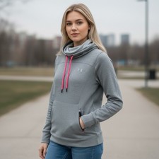 Under Armour Womens Hoodie small Gray Hot Pink Accents Lightweight long sleeve