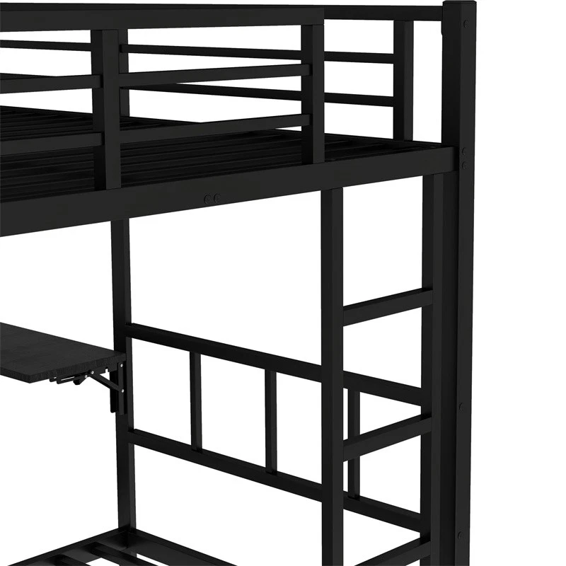 Full Over Twin Metal Bunk Bed with Built-in Wardrobe/Trundle Bed/Foldable Desk - Image 4 of 4