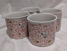 Set Of 4 Peanuts Snoopy I love you Valentines Coffee/Soup  Mug Cup Gibson 