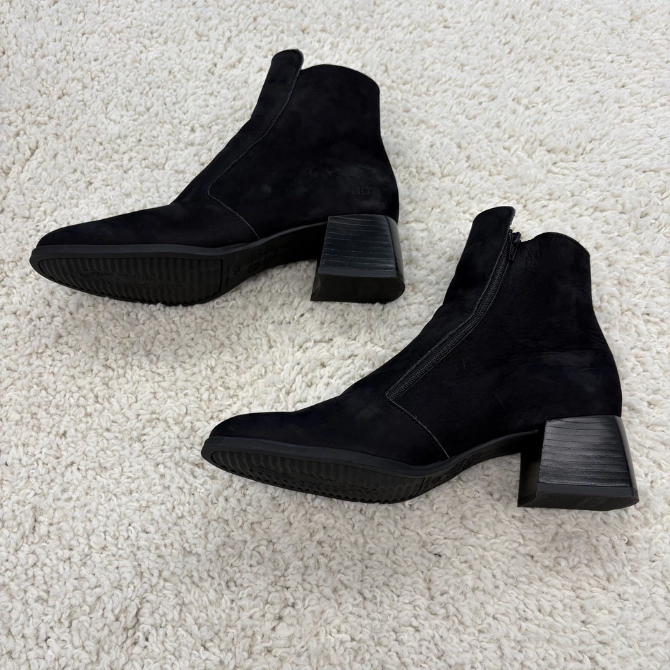 BOTINES MUJER ARCHE NEGRO GAMUZA CREMALLERA TOBILLO TACÓN A LA VISTA TALLA 40 / US 9 Foto 3 de 4