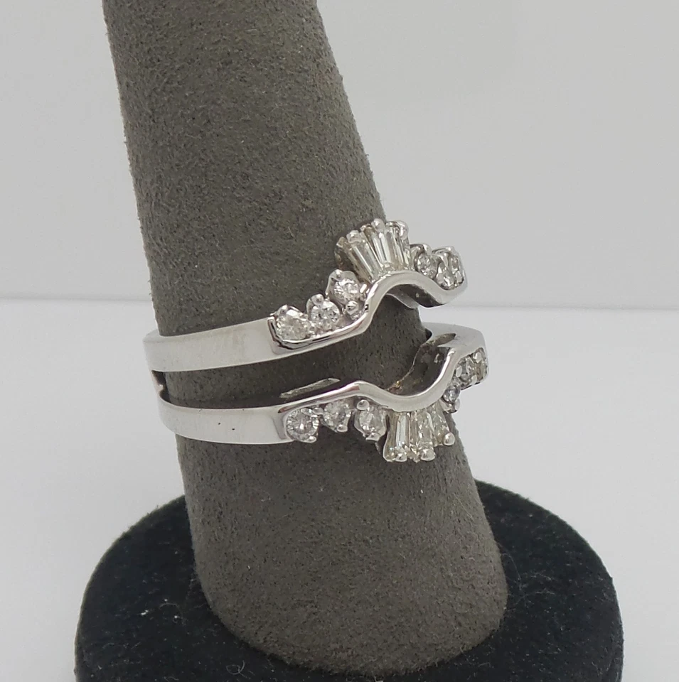 5/8CT Natural Diamond Solitaire Enhancer Guard Wrap Insert Ring 14K White Gold - Image 2 of 4
