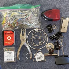 Junk Drawer Office Lot - Misc Clips, Hole Punch & More