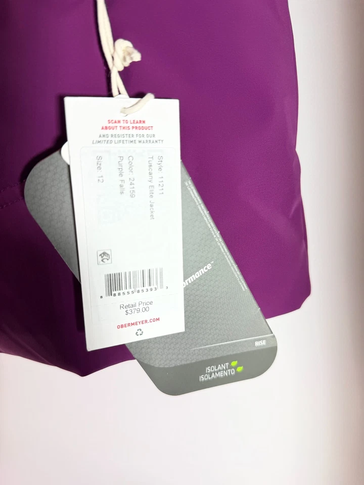 Chaqueta de esquí Obermeyer Tuscany Elite nueva con etiquetas. Mujer Talla 12 Purple Falls Foto 4 de 4