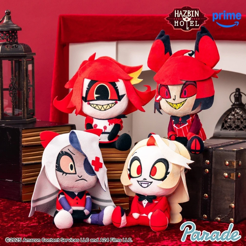 Hazbin Hotel Vox Lucifer Alastar Sitting Plush Toy Doll 20cm Round One Limited - Image 3 of 4