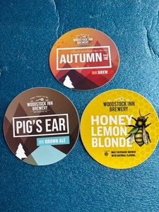 3 DIF. CRAFT BREWERY BEER STICKERS WOODSTOCK INN NORTH WOODSTOCK NEW HAMPSHIRE