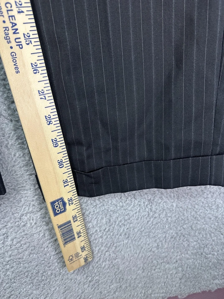 Pantalones de vestir J. Ferrar para hombre 36x32 negros a rayas calce moderno pantalones plisados nuevos Foto 4 de 4