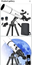 Eaconn 80AZ Black White 600mm Compact Portable Refractor Astronomical Telescope