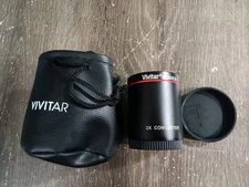Vivitar Series 1 2X Converter Telephoto Lens Attachment Black With Pouch & Caps
