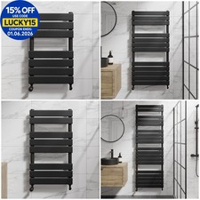 Heated Towel Rail Racks Radiator Bathroom Designer Flat Panel Rad Matt Black