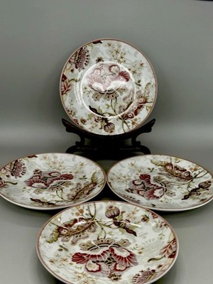 (4) 222 Fifth Gabriel Cream Appetizer/Desert Porcelain 6 Plates Floral Design EC