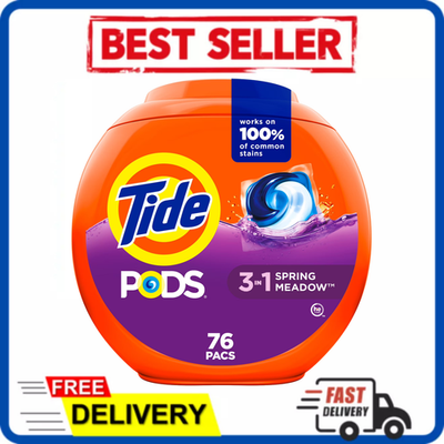 #ad #ad 76 Count Tide PODS Liquid Laundry Detergent Pacs Spring Meadow 3 in 1 HE Soap $23.99