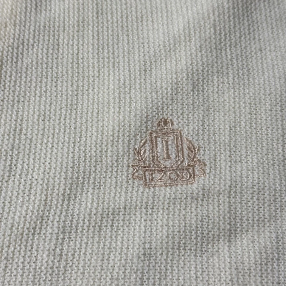 Cárdigan tejido con escudo IZOD vintage para hombre grande crema preppy hecho en EE. UU. Foto 4 de 4