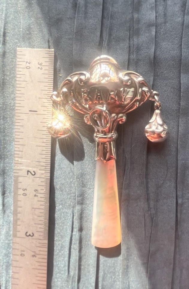 antique silver 1903 Baby rattle With Lovely Bells and A Loop To Hang ...