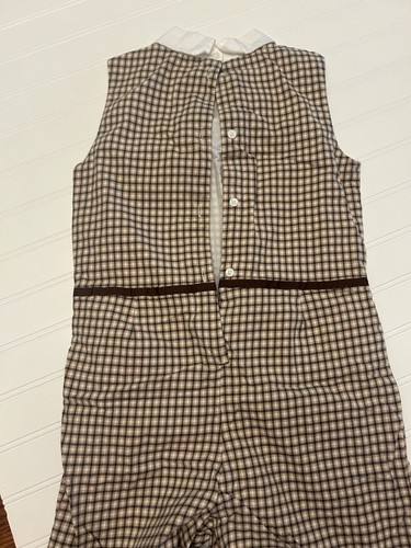 JANIE AND JACK size 10 Girls Houndstooth Jumpsuit Velvet Trim Peter Pan Collar - Picture 7 of 8
