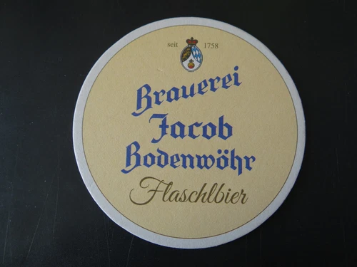 1 beer mat - family brewery "Jacob", Bodenwöhr, Bavaria, Germany