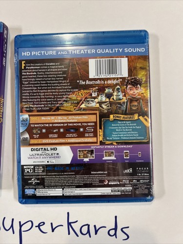 The Boxtrolls 3D Blu-ray+DVD Sealed w/ VG lenticular slipcover OOP - Ships Boxed - Imagen 8 de 12