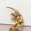 thumbnail 2  - Antique Art Nouveau 10k Yellow Gold Crescent Moon Opal Flower Brooch Pin