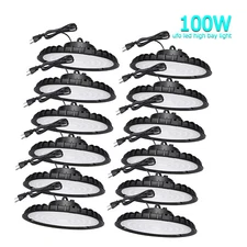12 Pcs 100W UFO Led High Bay Light Industrial Commercial Warehouse Garage Light