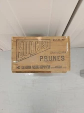 Vintage Sun-Kist California Santa Clara Prunes Wood Box Fruit Crate Prune