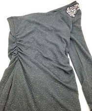 $230 Adrianna Papell Womens Green Glitter Embellished Beaded Short Dress Size 6p