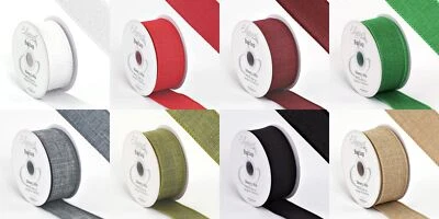 THE HABERDASHER LIMITED Wired edge Burlap Hessian Ribbon 38 63mm Christmas Bow - by the metre or roll
