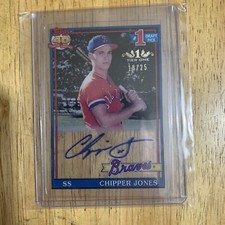 Chipper Jones 2012 Topps tier one #10/25 Jersey # Clear Rookie Reprint Auto 