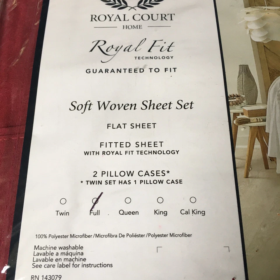 Juego completo de sábanas de microfibra Royal Court vino tinto Borgoña. POLSILLOS PROFUNDOS Royal fit. Foto 4 de 4